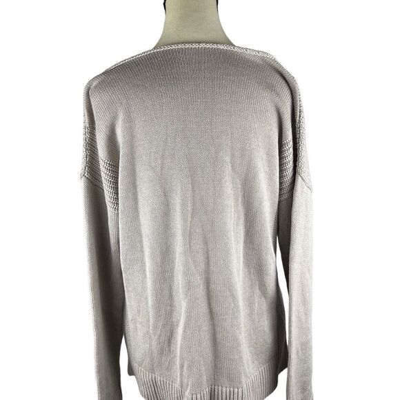 Adler knit beige patterned long sleeve lightweight sweater cotton blend sz M - Picture 6 of 8